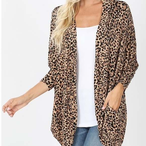 leopard cardigan with pockets